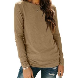 imageAUTOMET Long Sleeve Shirts for Women Business Casual Tops Fall Fashion Clothes Workout Plus Size Teacher Winter Outfits 202501coffee