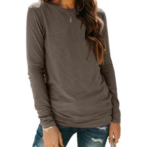 imageAUTOMET Long Sleeve Shirts for Women Business Casual Tops Fall Fashion Clothes Workout Plus Size Teacher Winter Outfits 202501darkcoffee