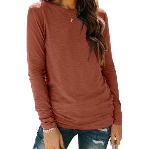 imageAUTOMET Long Sleeve Shirts for Women Business Casual Tops Fall Fashion Clothes Workout Plus Size Teacher Winter Outfits 202501rust