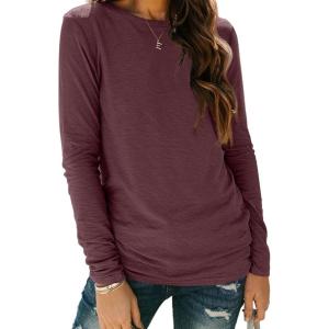 imageAUTOMET Long Sleeve Shirts for Women Business Casual Tops Fall Fashion Clothes Workout Plus Size Teacher Winter Outfits 202501wine Red