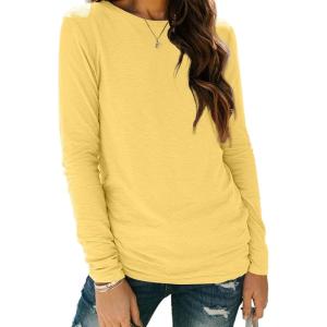 imageAUTOMET Long Sleeve Shirts for Women Business Casual Tops Fall Fashion Clothes Workout Plus Size Teacher Winter Outfits 202501yellow
