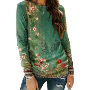 imageAUTOMET Long Sleeve Shirts for Women Business Casual Tops Fall Fashion Clothes Workout Plus Size Teacher Winter Outfits 2025Floralgreen