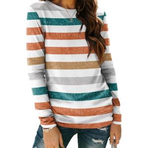 imageAUTOMET Long Sleeve Shirts for Women Business Casual Tops Fall Fashion Clothes Workout Plus Size Teacher Winter Outfits 2025Stripedorange