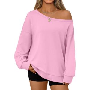 imageAUTOMET Women Off the Shoulder Sweatshirt Oversized Tops Fall Outfits 2025 Y2k Clothes Fashion Clothing Trendy TopPink