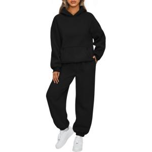 imageAUTOMET Womens 2 Piece Outfits Lounge Hoodie Sweatsuit Sets Plus Size Fall Fashion Clothes Airport Travel Pants TracksuitsBlack