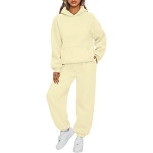 imageAUTOMET Womens 2 Piece Outfits Lounge Hoodie Sweatsuit Sets Plus Size Fall Fashion Clothes Airport Travel Pants TracksuitsButteryellow