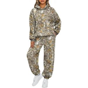 imageAUTOMET Womens 2 Piece Outfits Lounge Hoodie Sweatsuit Sets Plus Size Fall Fashion Clothes Airport Travel Pants TracksuitsCamobrown