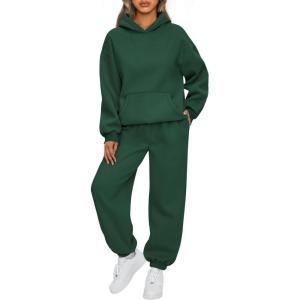 imageAUTOMET Womens 2 Piece Outfits Lounge Hoodie Sweatsuit Sets Plus Size Fall Fashion Clothes Airport Travel Pants TracksuitsDarkgreen