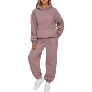 imageAUTOMET Womens 2 Piece Outfits Lounge Hoodie Sweatsuit Sets Plus Size Fall Fashion Clothes Airport Travel Pants TracksuitsDarkpink