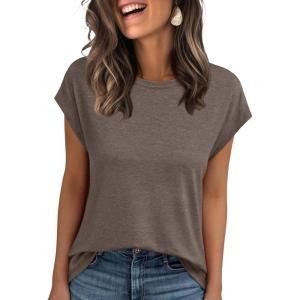 imageAUTOMET Womens Cap Sleeve Summer Tops T Shirts Business Casual Dressy Spring Fashion Outfits Cute Trendy Clothes 2025Coffeegrey