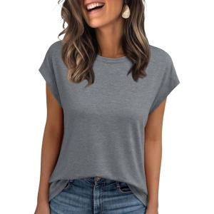 imageAUTOMET Womens Cap Sleeve Summer Tops T Shirts Business Casual Dressy Spring Fashion Outfits Cute Trendy Clothes 2025Darkgrey