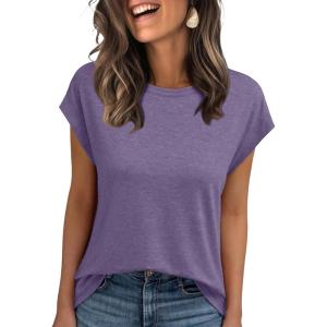 imageAUTOMET Womens Cap Sleeve Summer Tops T Shirts Business Casual Dressy Spring Fashion Outfits Cute Trendy Clothes 2025Purple