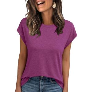 imageAUTOMET Womens Cap Sleeve Summer Tops T Shirts Business Casual Dressy Spring Fashion Outfits Cute Trendy Clothes 2025Purplered