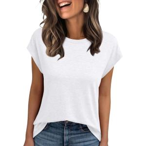 imageAUTOMET Womens Cap Sleeve Summer Tops T Shirts Business Casual Dressy Spring Fashion Outfits Cute Trendy Clothes 2025White