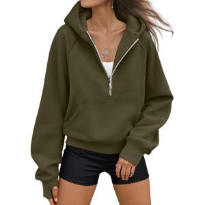 imageAUTOMET Womens Hoodies Fleece Fall Fashion Outfits Workout Sweatshirts Y2k Winter Zip Up Jackets Oversized Tops Clothes 2025Armygreen