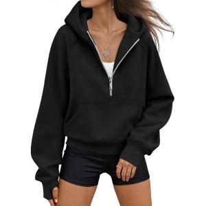 imageAUTOMET Womens Hoodies Fleece Fall Fashion Outfits Workout Sweatshirts Y2k Winter Zip Up Jackets Oversized Tops Clothes 2025Black