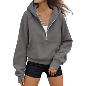 imageAUTOMET Womens Hoodies Fleece Fall Fashion Outfits Workout Sweatshirts Y2k Winter Zip Up Jackets Oversized Tops Clothes 2025Darkgrey