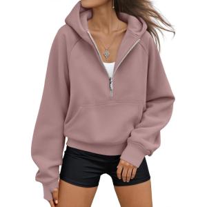 imageAUTOMET Womens Hoodies Fleece Fall Fashion Outfits Workout Sweatshirts Y2k Winter Zip Up Jackets Oversized Tops Clothes 2025Darkpink