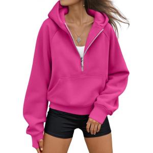 imageAUTOMET Womens Hoodies Fleece Fall Fashion Outfits Workout Sweatshirts Y2k Winter Zip Up Jackets Oversized Tops Clothes 2025Hotpink