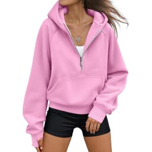 imageAUTOMET Womens Hoodies Fleece Fall Fashion Outfits Workout Sweatshirts Y2k Winter Zip Up Jackets Oversized Tops Clothes 2025Pink