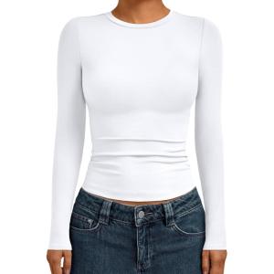 imageAUTOMET Womens Long Sleeve Shirts Basic Compression Going Out Crop Tops Fall Fashion Y2K Clothes 2025White