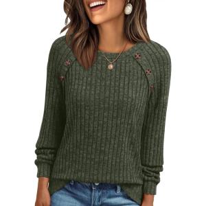 imageAUTOMET Womens Long Sleeve Shirts Casual Tunic Work Tops Cute Pullover Sweaters Early Fall Outfits 2025 Winter ClothingArmy Green