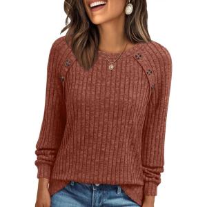 imageAUTOMET Womens Long Sleeve Shirts Casual Tunic Work Tops Cute Pullover Sweaters Early Fall Outfits 2025 Winter ClothingCaramel