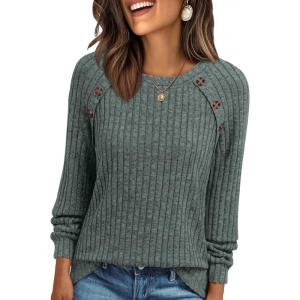 imageAUTOMET Womens Long Sleeve Shirts Casual Tunic Work Tops Cute Pullover Sweaters Early Fall Outfits 2025 Winter ClothingGreen