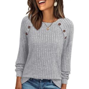 imageAUTOMET Womens Long Sleeve Shirts Casual Tunic Work Tops Cute Pullover Sweaters Early Fall Outfits 2025 Winter ClothingGrey