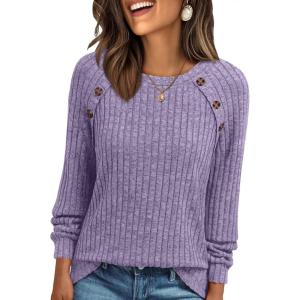 imageAUTOMET Womens Long Sleeve Shirts Casual Tunic Work Tops Cute Pullover Sweaters Early Fall Outfits 2025 Winter ClothingLight Purple