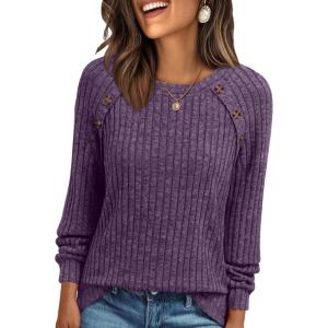 imageAUTOMET Womens Long Sleeve Shirts Casual Tunic Work Tops Cute Pullover Sweaters Early Fall Outfits 2025 Winter ClothingPurple