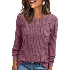 imageAUTOMET Womens Long Sleeve Shirts Casual Tunic Work Tops Cute Pullover Sweaters Early Fall Outfits 2025 Winter ClothingPurple Red