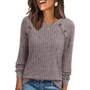 imageAUTOMET Womens Long Sleeve Shirts Casual Tunic Work Tops Cute Pullover Sweaters Early Fall Outfits 2025 Winter ClothingRose Taupe