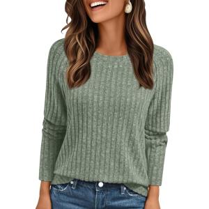 imageAUTOMET Womens Long Sleeve Shirts Fall Fashion Tops 2025 Crewneck Dressy Sweaters Tunic Winter Clothes Casual OutfitsMint
