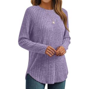 imageAUTOMET Womens Long Sleeve Shirts Fall Fashion Tops 2025 Crewneck Dressy Sweaters Tunic Winter Clothes Casual OutfitsPurple