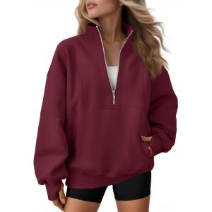 imageAUTOMET Womens Quarter Zip Oversized Sweatshirts Teen Fleece Pullover Hoodies 2025 Mock Neck Sweater Fall Workout JacketWinered