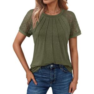 imageAUTOMET Womens Summer Tops Spring Shirts Trendy Vacation Outfits Short Sleeve Business Tshirts Fashion Casual BlousesArmy Green