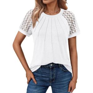 imageAUTOMET Womens Summer Tops Spring Shirts Trendy Vacation Outfits Short Sleeve Business Tshirts Fashion Casual BlousesWhite
