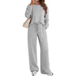 imageAUTOMET Womens Sweatsuits 2 Piece Lounge Matching Outfits Sweat Sets Tracksuit Travel Sweatshirts Fall Fashion Clothes 2025Grey