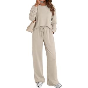 imageAUTOMET Womens Sweatsuits 2 Piece Lounge Matching Outfits Sweat Sets Tracksuit Travel Sweatshirts Fall Fashion Clothes 2025Khaki
