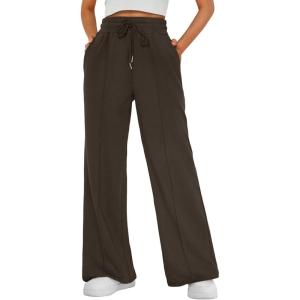 imageAUTOMET Womens Wide Leg Sweatpants Baggy Lounge Travel Pants Fall Fashion Outfits 2025 Winter Maternity Clothes JoggersCoffee