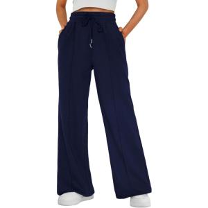imageAUTOMET Womens Wide Leg Sweatpants Baggy Lounge Travel Pants Fall Fashion Outfits 2025 Winter Maternity Clothes JoggersNavy Blue