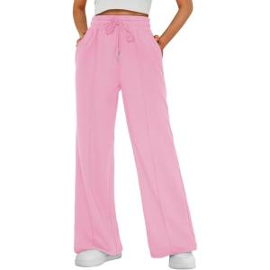 imageAUTOMET Womens Wide Leg Sweatpants Baggy Lounge Travel Pants Fall Fashion Outfits 2025 Winter Maternity Clothes JoggersPink