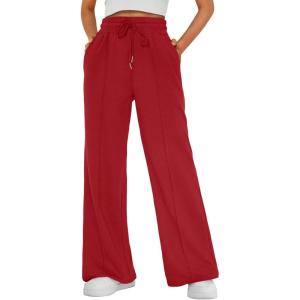 imageAUTOMET Womens Wide Leg Sweatpants Baggy Lounge Travel Pants Fall Fashion Outfits 2025 Winter Maternity Clothes JoggersRed