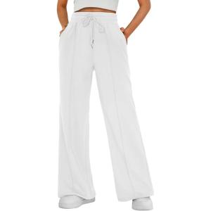imageAUTOMET Womens Wide Leg Sweatpants Baggy Lounge Travel Pants Fall Fashion Outfits 2025 Winter Maternity Clothes JoggersWhite
