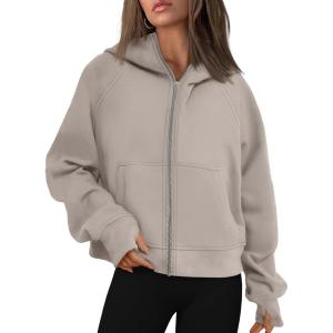 imageAUTOMET Womens Zip Up Hoodies Fleece Jackets Oversized Sweatshirts Fall Fashion Outfits 2025 Sweaters Winter ClothesCoffeegrey
