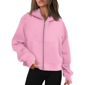 imageAUTOMET Womens Zip Up Hoodies Fleece Jackets Oversized Sweatshirts Fall Fashion Outfits 2025 Sweaters Winter ClothesPink