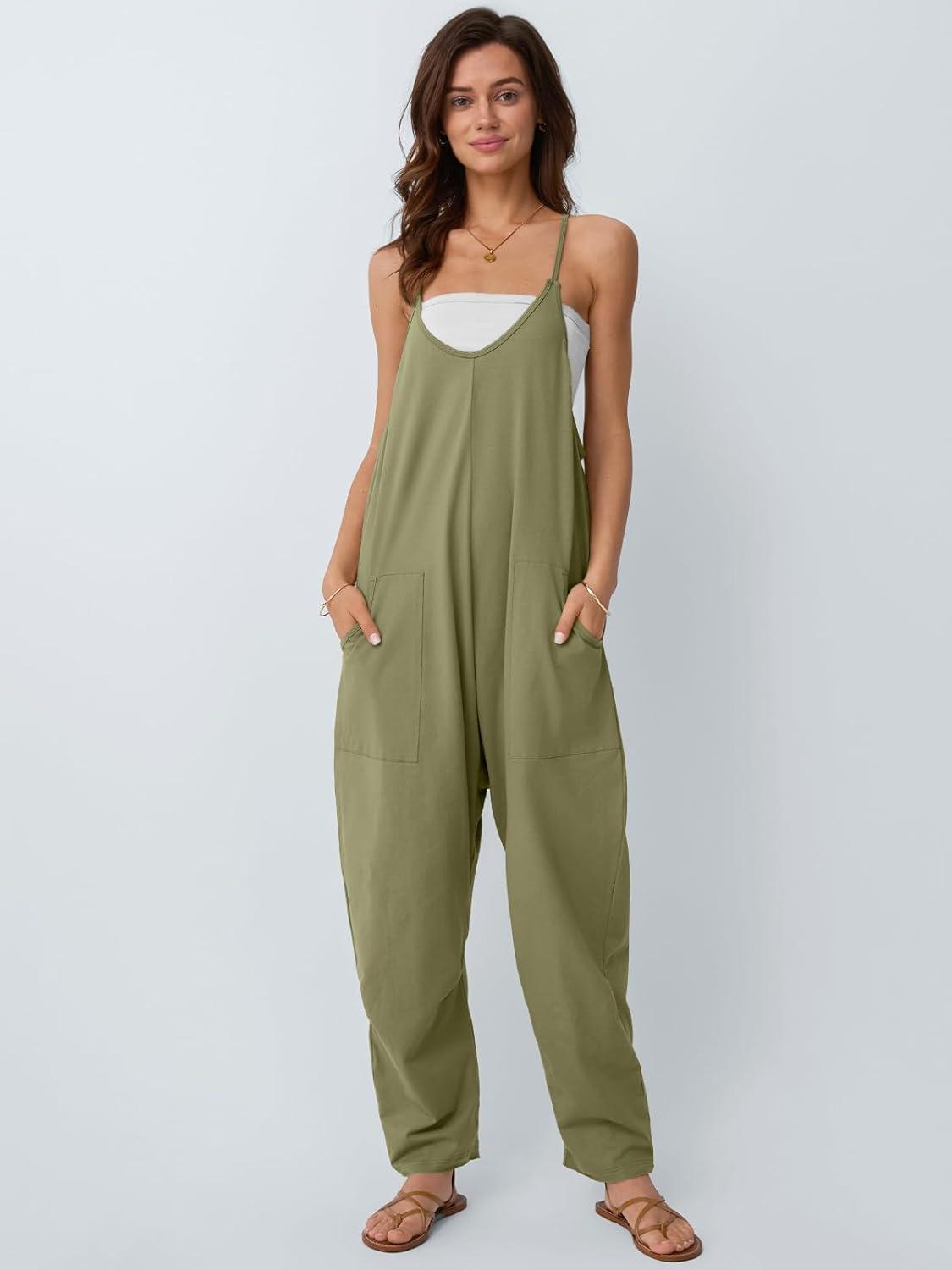 imageAUTOMET Jumpsuits for Women Casual Summer Outfits Rompers Comfy Beach Vacation Trendy Overalls Jumpers Fashion Clothes 2025Armygreen
