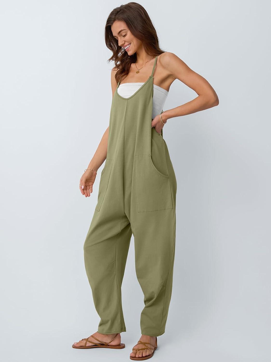 imageAUTOMET Jumpsuits for Women Casual Summer Outfits Rompers Comfy Beach Vacation Trendy Overalls Jumpers Fashion Clothes 2025Armygreen