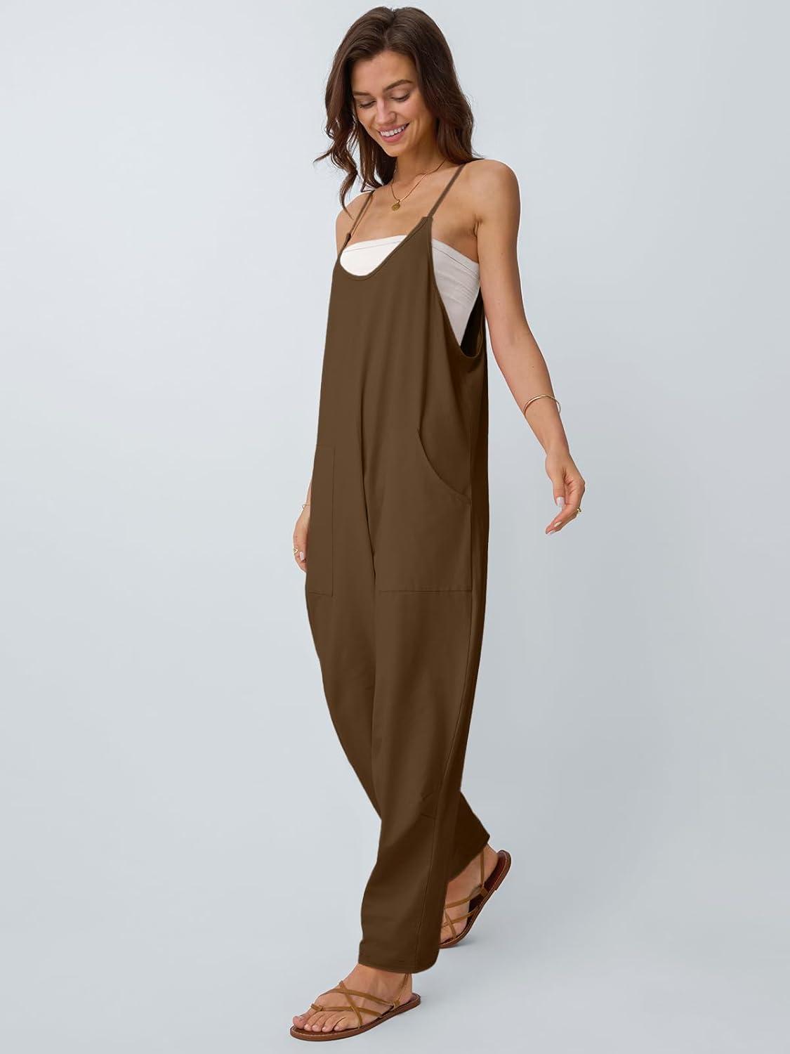 imageAUTOMET Jumpsuits for Women Casual Summer Outfits Rompers Comfy Beach Vacation Trendy Overalls Jumpers Fashion Clothes 2025Coffeebrown